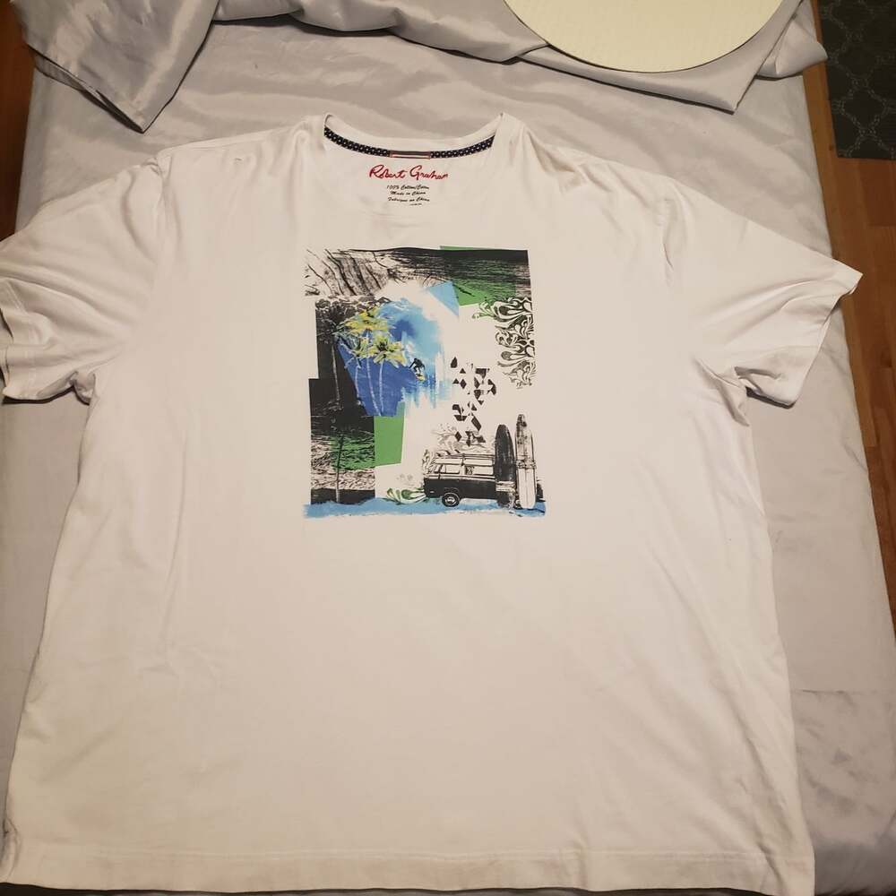 Robert Graham White Graphic Surfer Print T-shirt 3XL